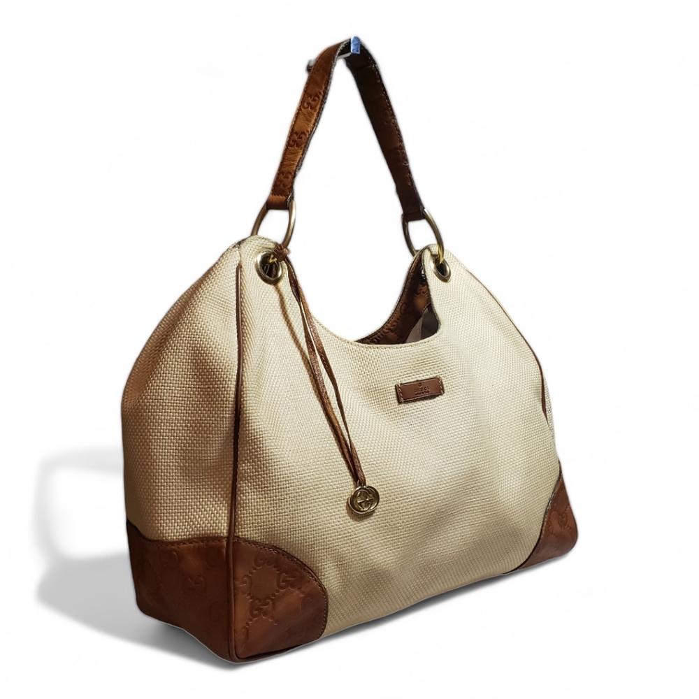 Gucci Cream and Brown Hobo Bag